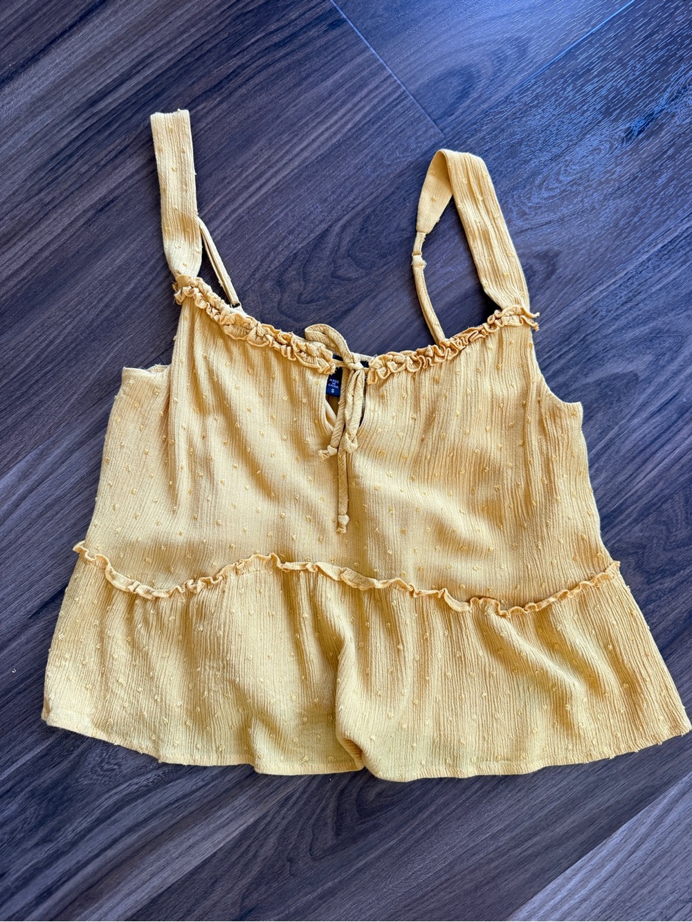 Ash & Violet Yellow Ruffle Tie-Front Sleeveless Top